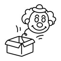 Joker prank box icon in hand drawn style vector