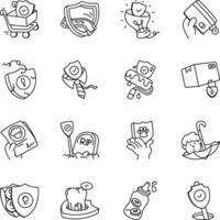 Bundle of Doodle Style Assurance Icons vector