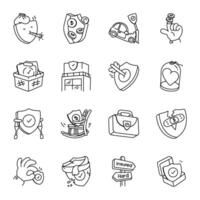 Set of Doodle Style Coverage Icons vector