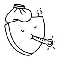 Critical illness icon in doodle style vector