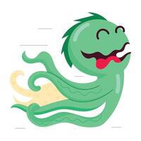 A flat sticker of octopus floating vector