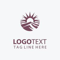 Desert Landscape Logo with Cactus Grass and Birds. vector