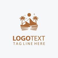 sun date tree and mountain logo vector