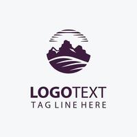 Minimalist desert logo with cacti mountains and sun vector