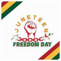Hands clenched into fists with broken chains. Emancipation Day with Pan-African flag. Juneteenth concept. Flat illustration. vector