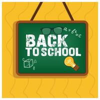 Blackboard element with text Back to School. Blackboard with educational elements. Back to School concept. Flat illustration. vector