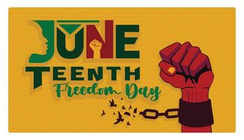 Hands clenched into fists with broken chains. African-American Independence Day. Juneteenth concept. Flat illustration. vector