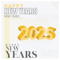 New year for the year of the snake 2025. Gold and black text on a white background. Happy New Year 2025 concept. Flat illustration. vector