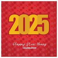 Elegant New Year greeting card. Gold numbers on a red background. Happy New Year 2025 concept. Flat illustration. vector