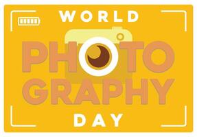 Camera with automatic lens. Technological advances in art. World Photography Day concept. Flat illustration. vector