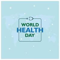 World Health Day text with a stethoscope. Commemorating World Health Day April 7. World health day concept. Flat illustration. vector