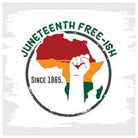 Juneteenth Free-ish Since 1865. Hand clenched with a map of an African country. Juneteenth concept. Flat illustration. vector