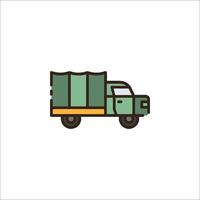 A green truck with a green tarp on it vector