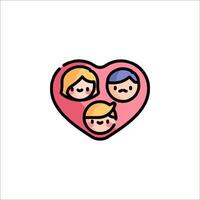 A cartoon family in a heart shape vector