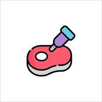 A red and pink piece of meat with a needle on it vector