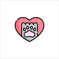 A heart with a paw on it, with a pink background vector