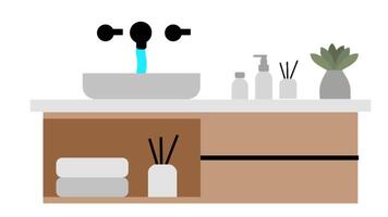 Animation of a unique wooden sink basin, blending natural textures with modern design, ideal for eco-friendly and modern interiors video