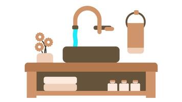 Animation of a low, accessible sink with fun, minimalist features, ideal for schools or family-friendly spaces video