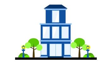 Animation of versatile office building with multiple entrances, representing shared or leased workspaces for various businesses video
