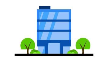 Animation of a modern office tower with reflective glass windows and sleek design, representing business and urban development video