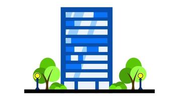 Animation of an office building set in a busy downtown area, capturing the essence of urban workspaces video