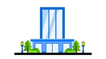 Animation of a contemporary office complex with large windows and minimalist architecture, symbolizing productivity and innovation video