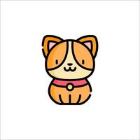 A cute cat with a collar on a white background vector