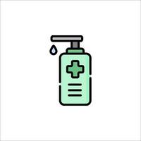 A bottle of hand sanitizer with a drop of water vector
