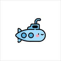 A cartoon submarine with a smile on its face vector