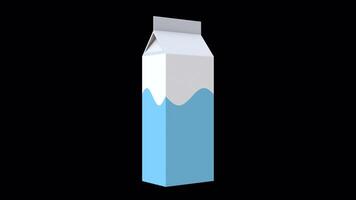 Milk Mini Carton Rotating on a Transparent Background. Seamless Loop. 4K video