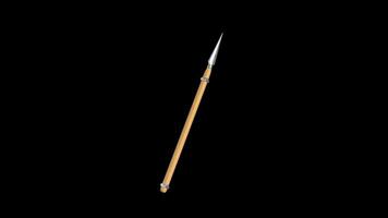Medieval Spear Rotating on a Transparent Background. Seamless Loop. Arrow 3D. 4K video