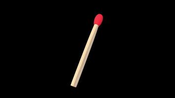 Wooden Matchstick Rotating on a Transparent Background. Seamless Loop. 4K video