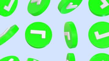 Tick Mark 3D Icons with Green Background Falling Animation. Check Mark Animation. 4K video