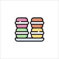 A line drawing of three macarons on a tray vector