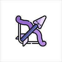 A purple bow and arrow icon on a white background vector