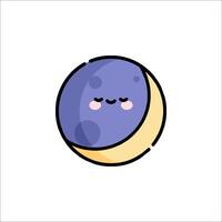 Cute moon with eyes closed, cartoon style vector