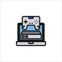A game controller on top of a laptop vector
