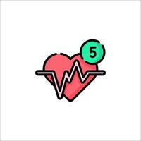 Heartbeat icon with a number 5 on it vector