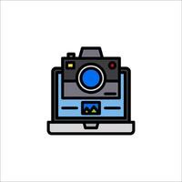 A camera and a computer on a white background vector
