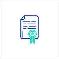 A certificate icon with a ribbon on it vector
