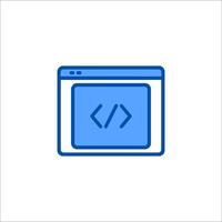 A computer screen with a code symbol on it vector