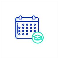 A calendar icon with a graduation cap on it vector