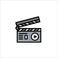 A movie clapper icon on a white background vector