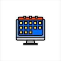 A computer monitor with a calendar icon vector