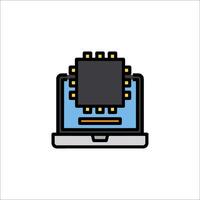Computer chip icon on white background vector