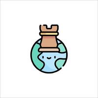 A cartoon world with a chess piece inside vector