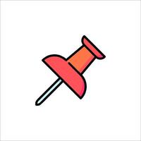 A red push pin icon on a white background vector