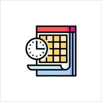 A calendar icon with a clock on it vector