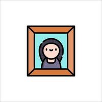 A woman in a black hoodie is in a frame vector