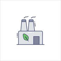 A factory with smoke stacks and a leaf vector